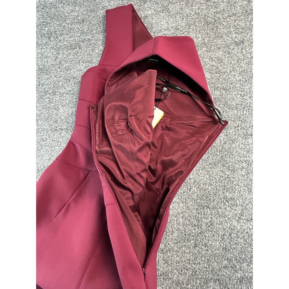 Karen Millen Burgundy Sheath Midi Dress Women's US 4 EU 36 Career Cocktail - Picture 7 of 9